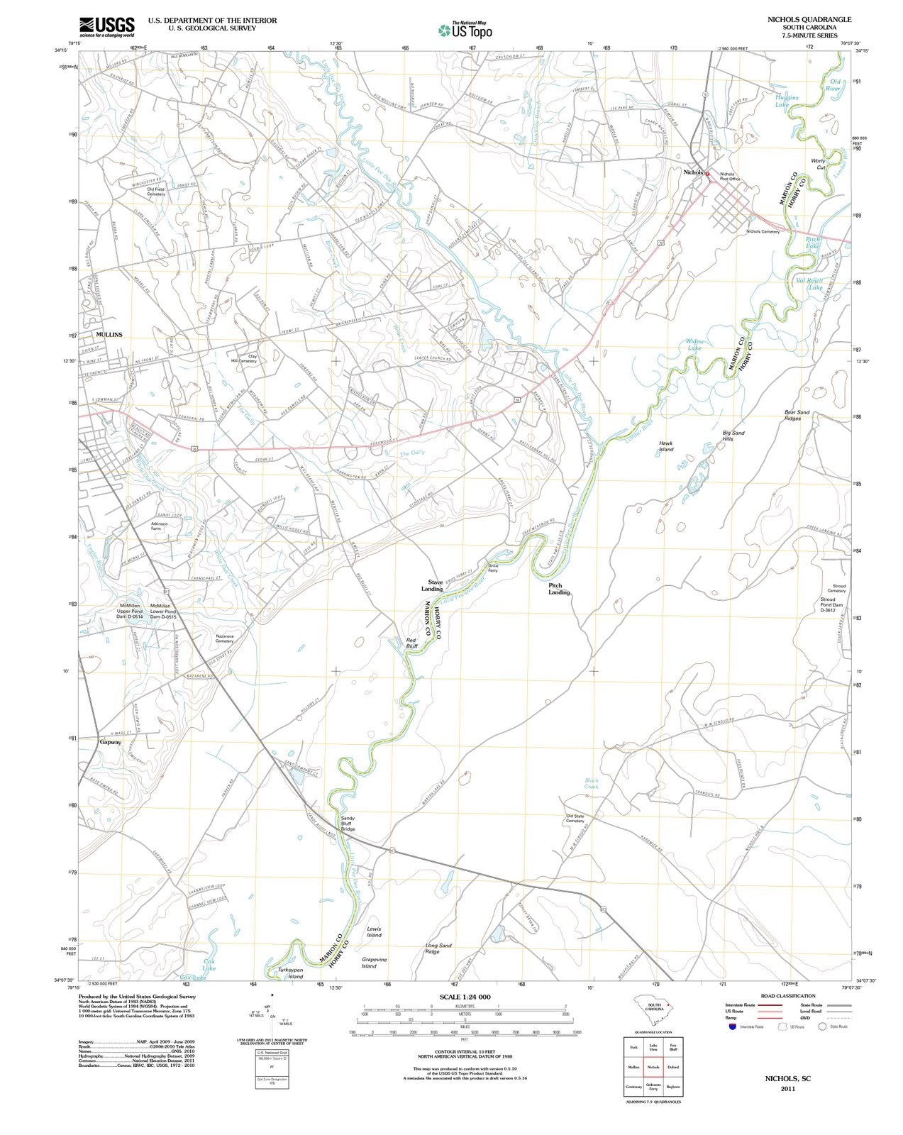2011 Nichols, SC - South Carolina - USGS Topographic Map