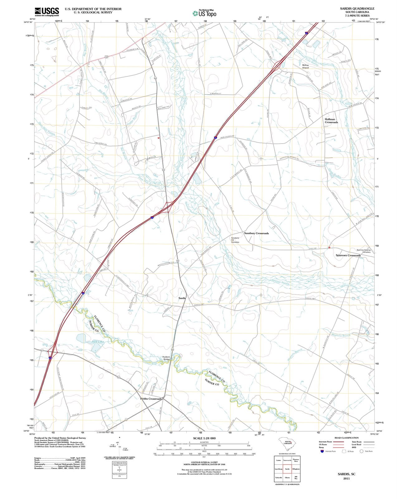 2011 Sardis, SC - South Carolina - USGS Topographic Map