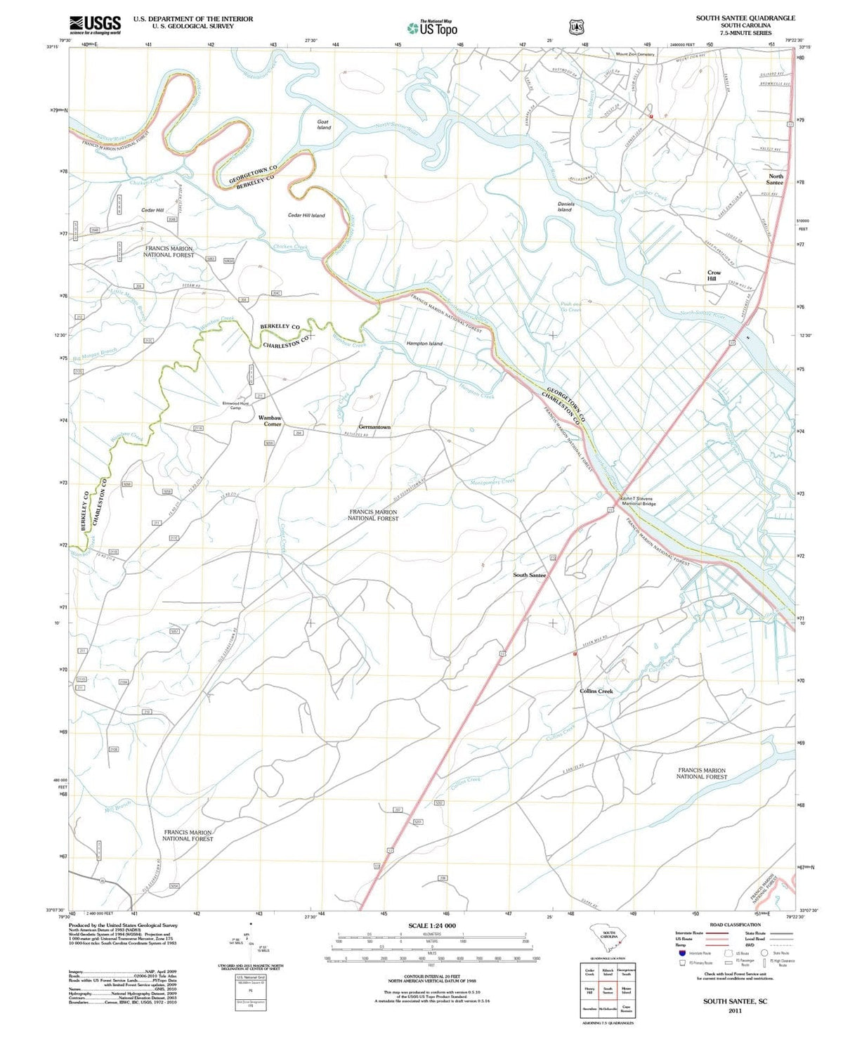 2011 South Santee, SC - South Carolina - USGS Topographic Map