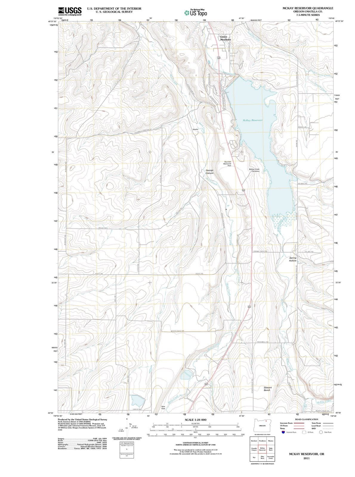 2011 McKay Reservoir, OR - Oregon - USGS Topographic Map