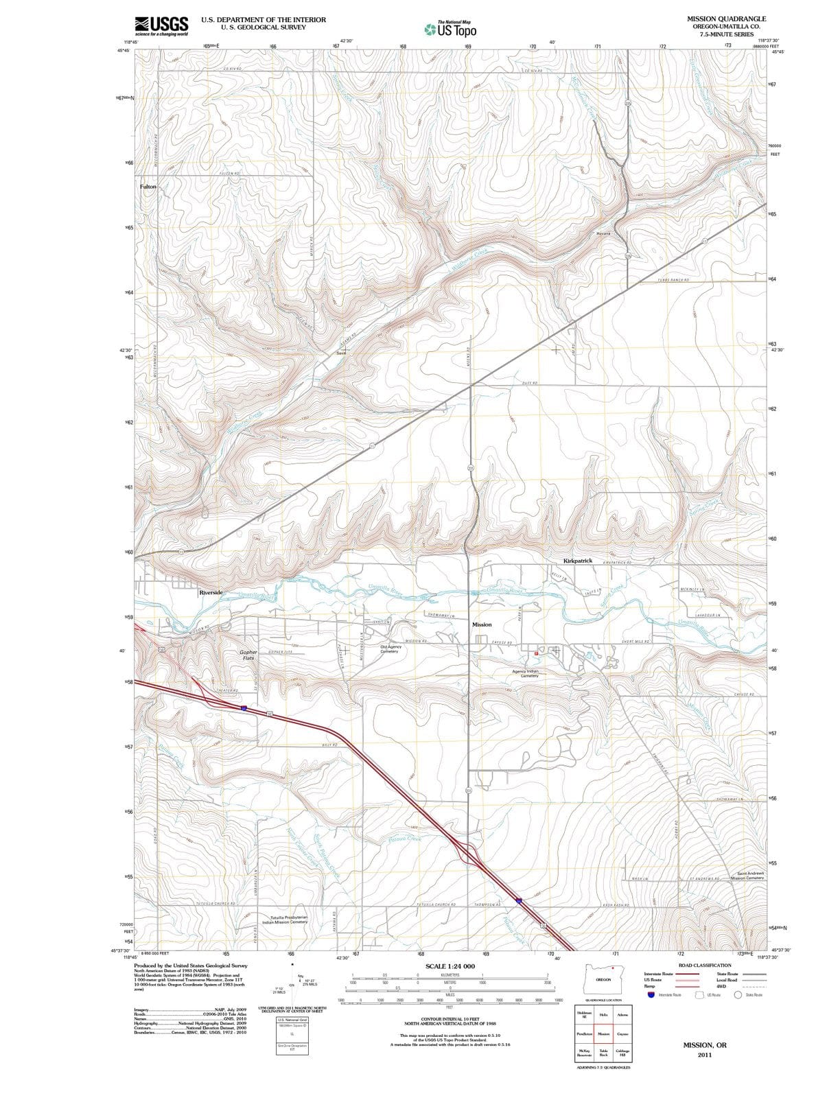 2011 Mission, OR - Oregon - USGS Topographic Map