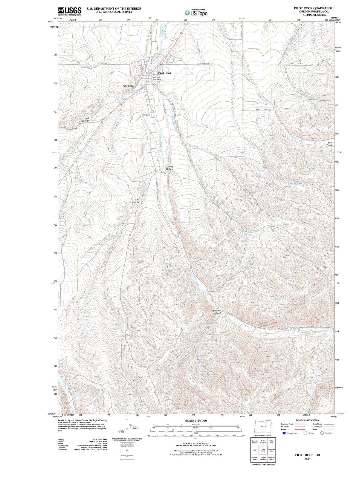 2011 Pilot Rock, OR - Oregon - USGS Topographic Map
