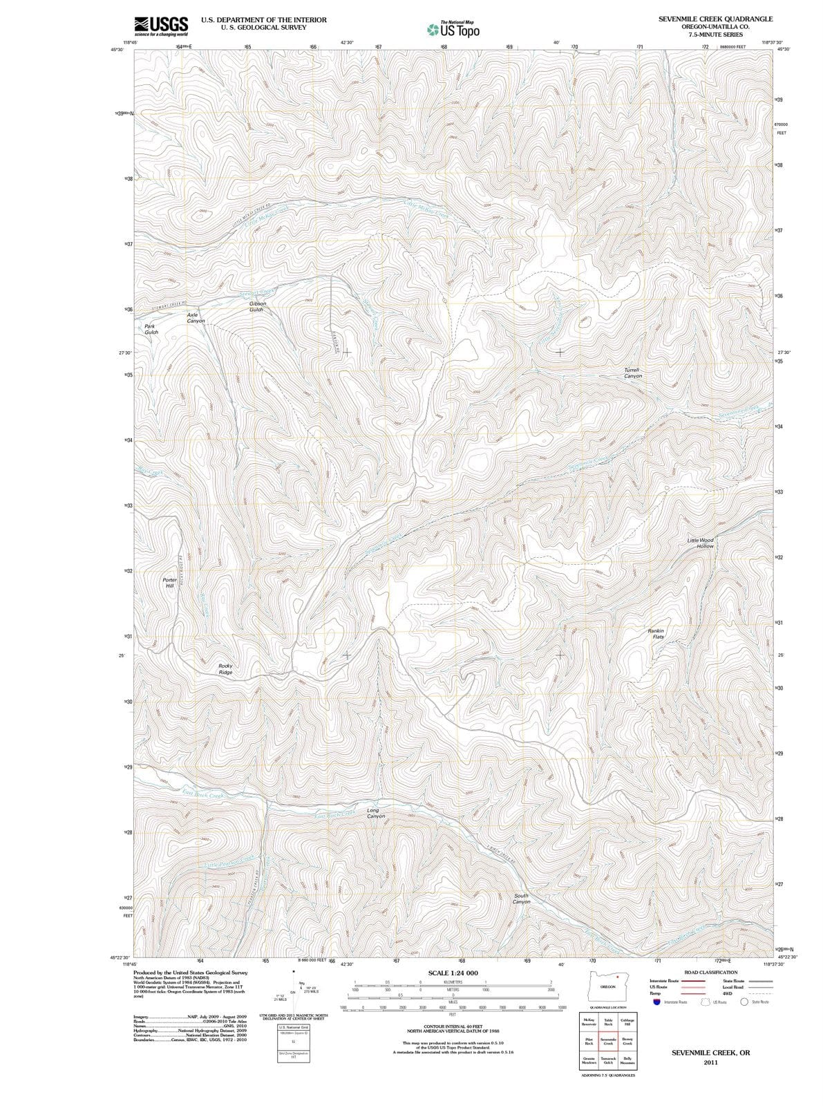 2011 Sevenmile Creek, OR - Oregon - USGS Topographic Map
