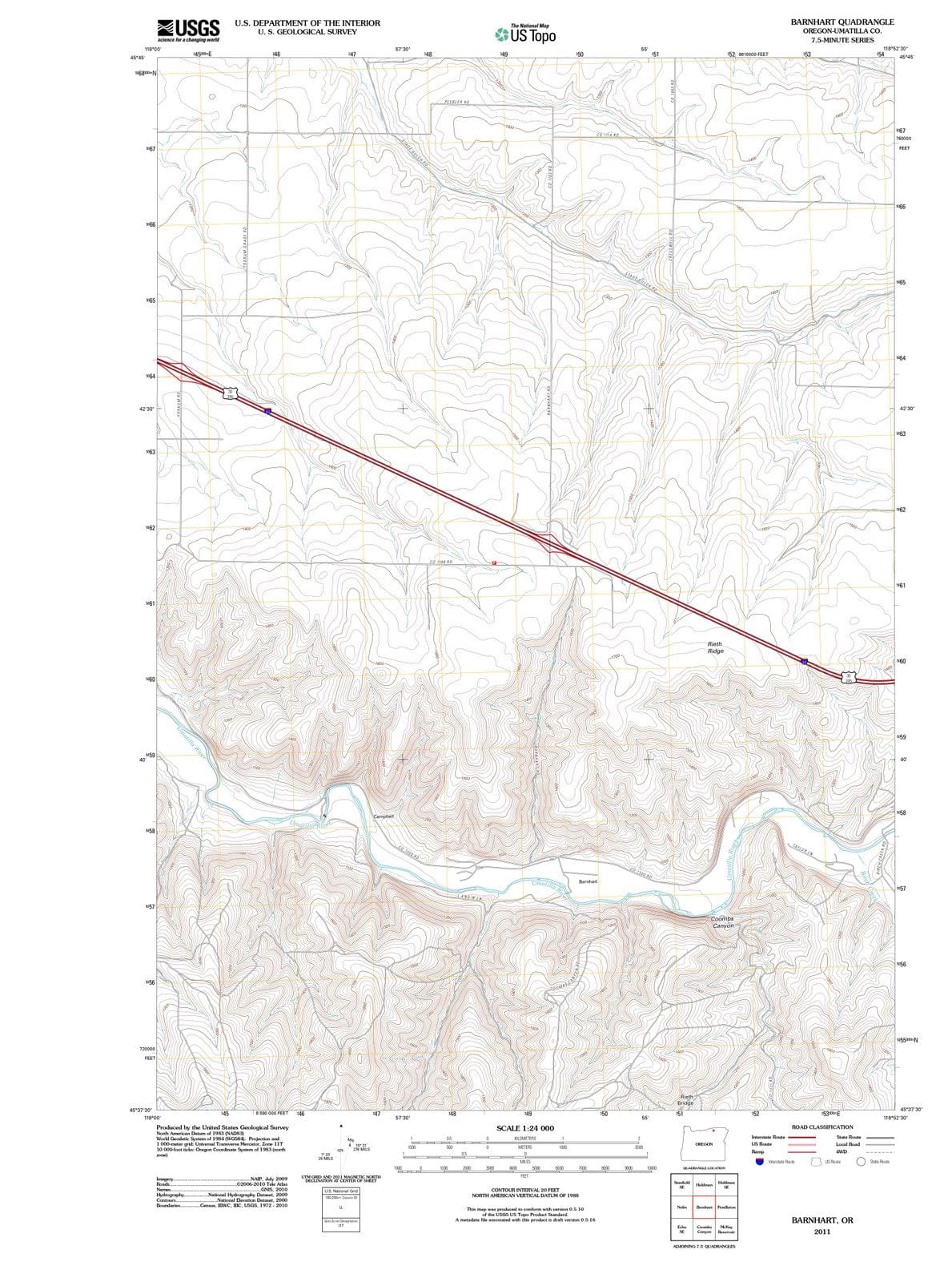 2011 Barnhart, OR - Oregon - USGS Topographic Map