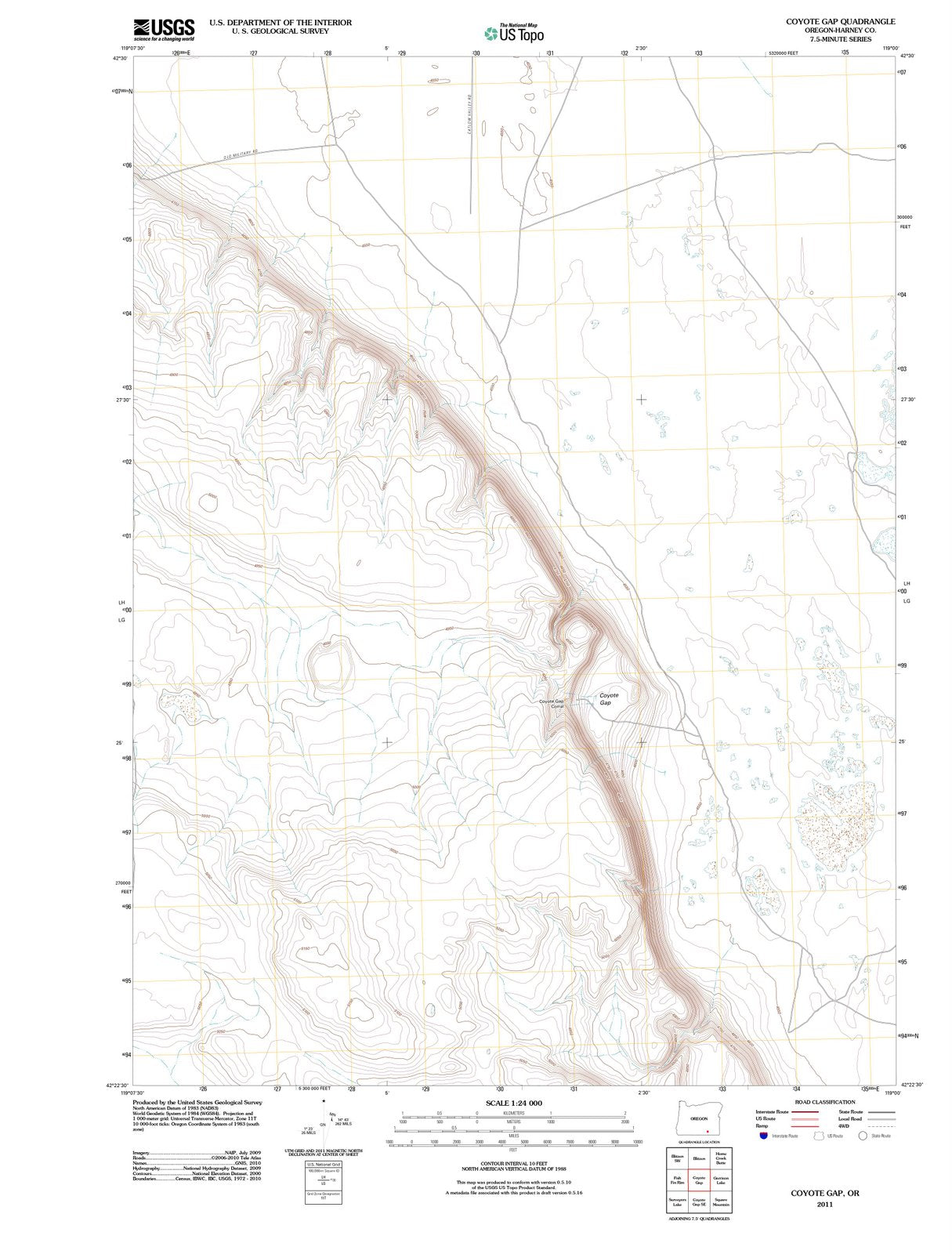 2011 Coyote Gap, OR - Oregon - USGS Topographic Map