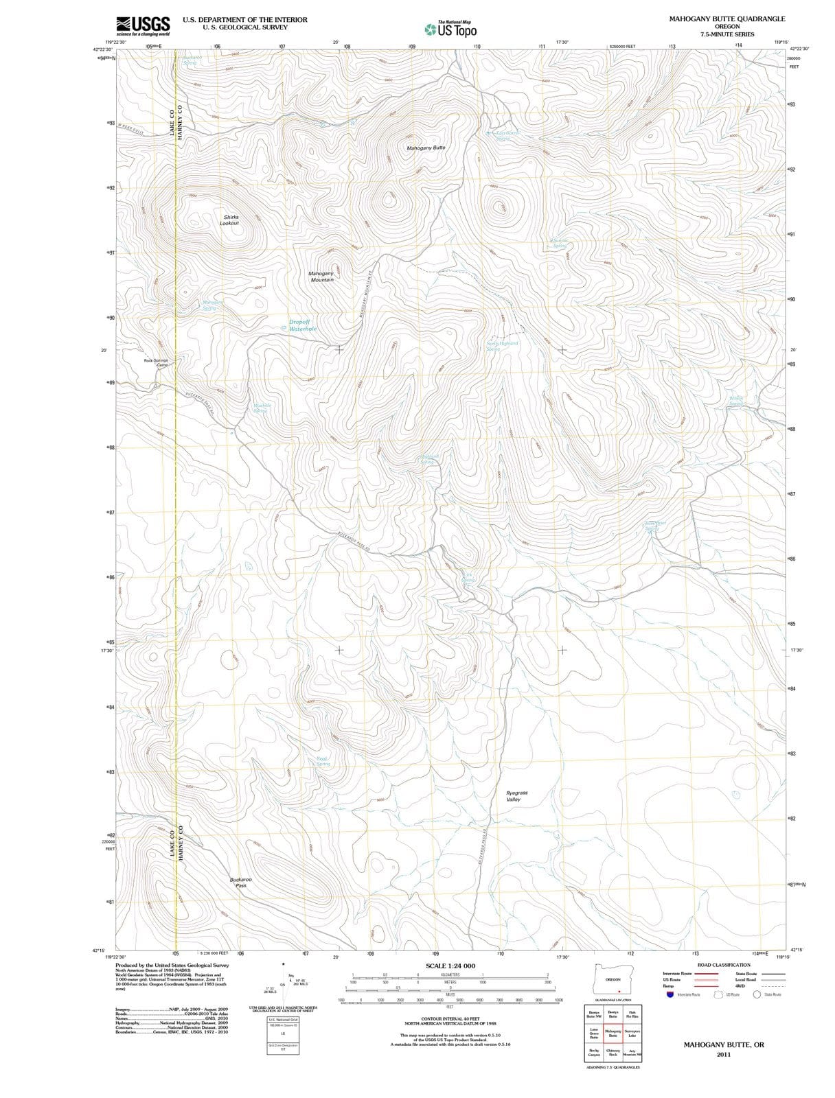 2011 Mahogany Butte, OR - Oregon - USGS Topographic Map