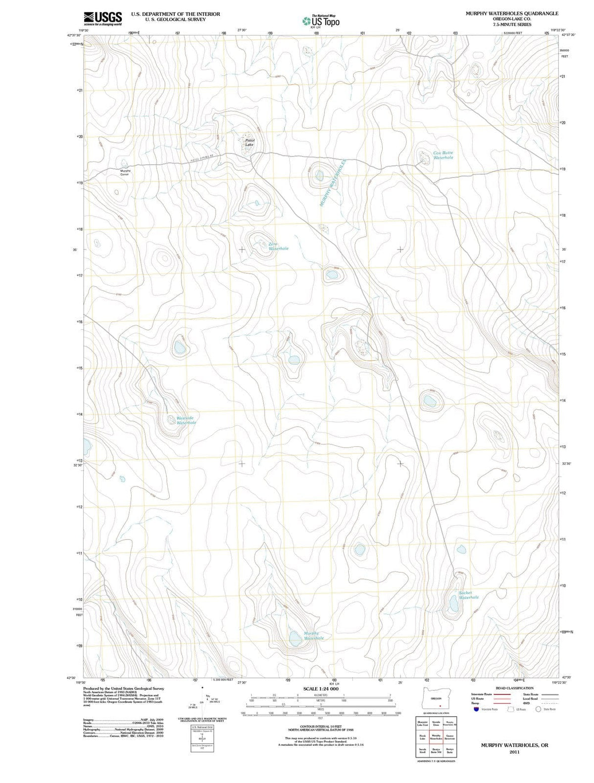 2011 Murphy Waterholes, OR - Oregon - USGS Topographic Map