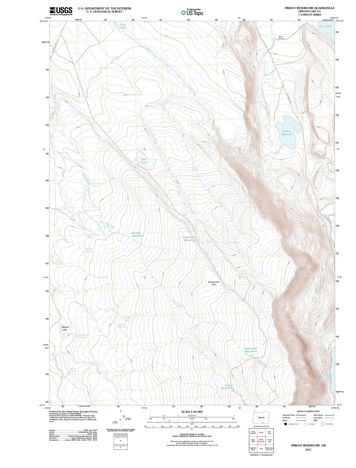 2011 Priday Reservoir, OR - Oregon - USGS Topographic Map