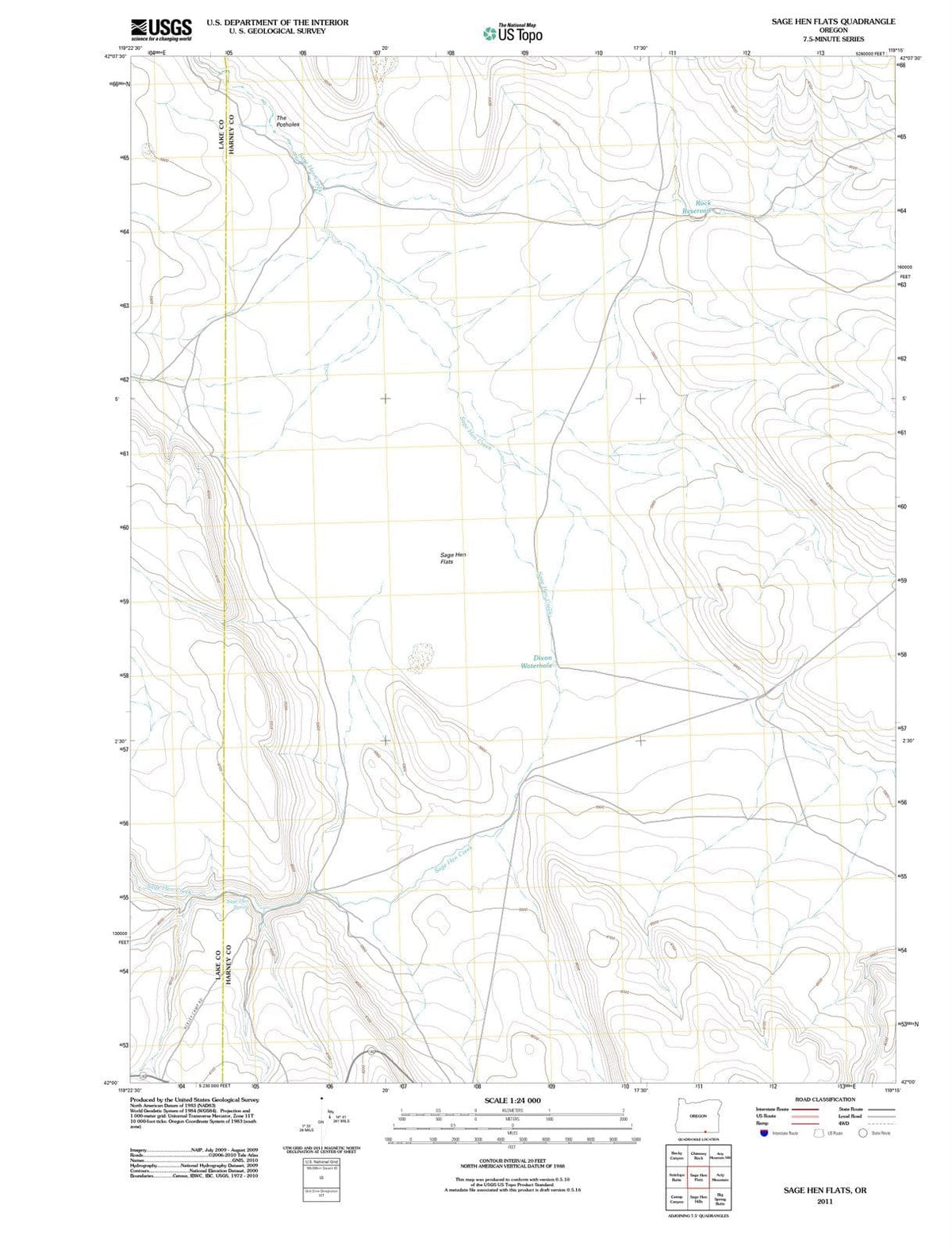 2011 Sage Hen Flats, OR - Oregon - USGS Topographic Map