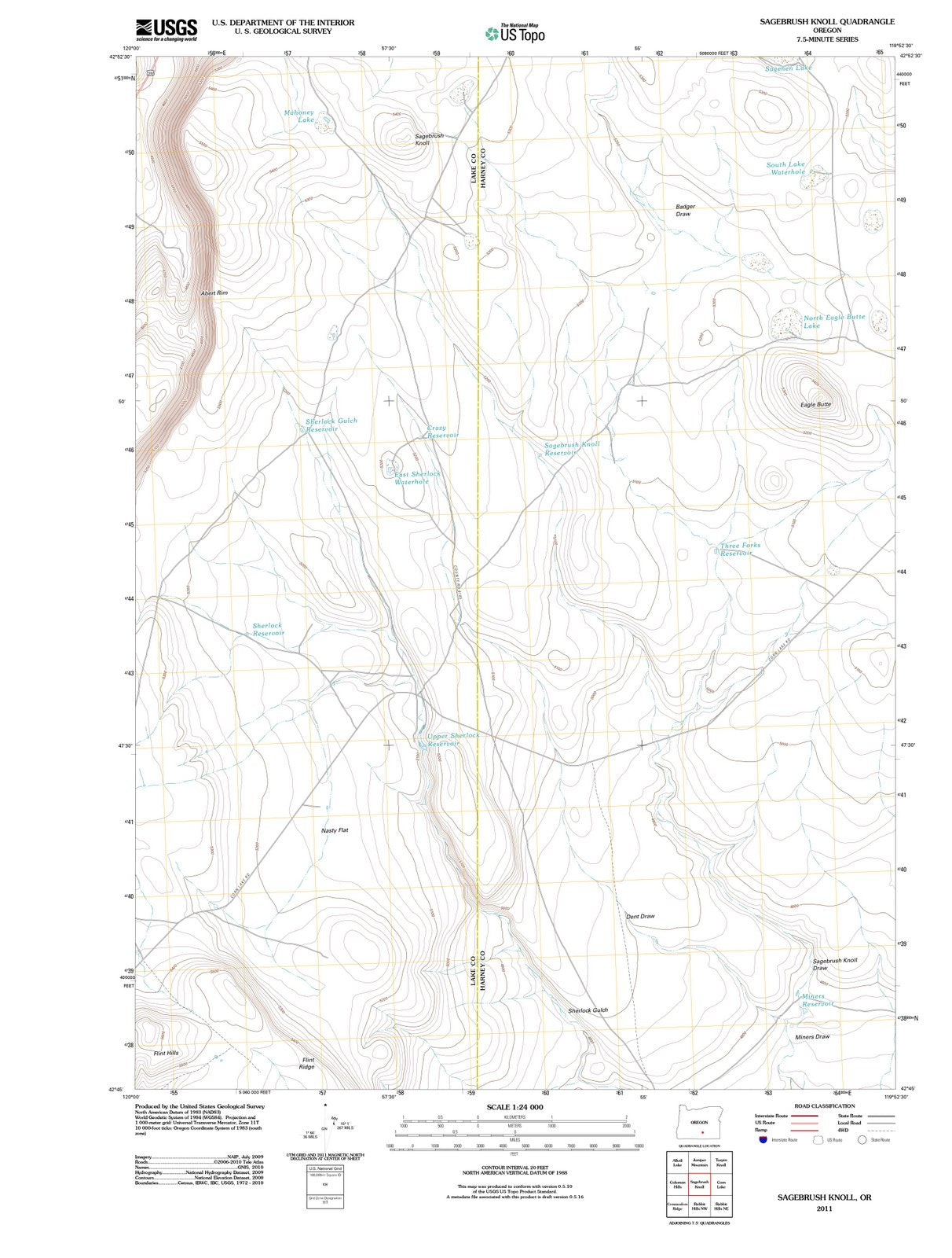 2011 Sagebrush Knoll, OR - Oregon - USGS Topographic Map