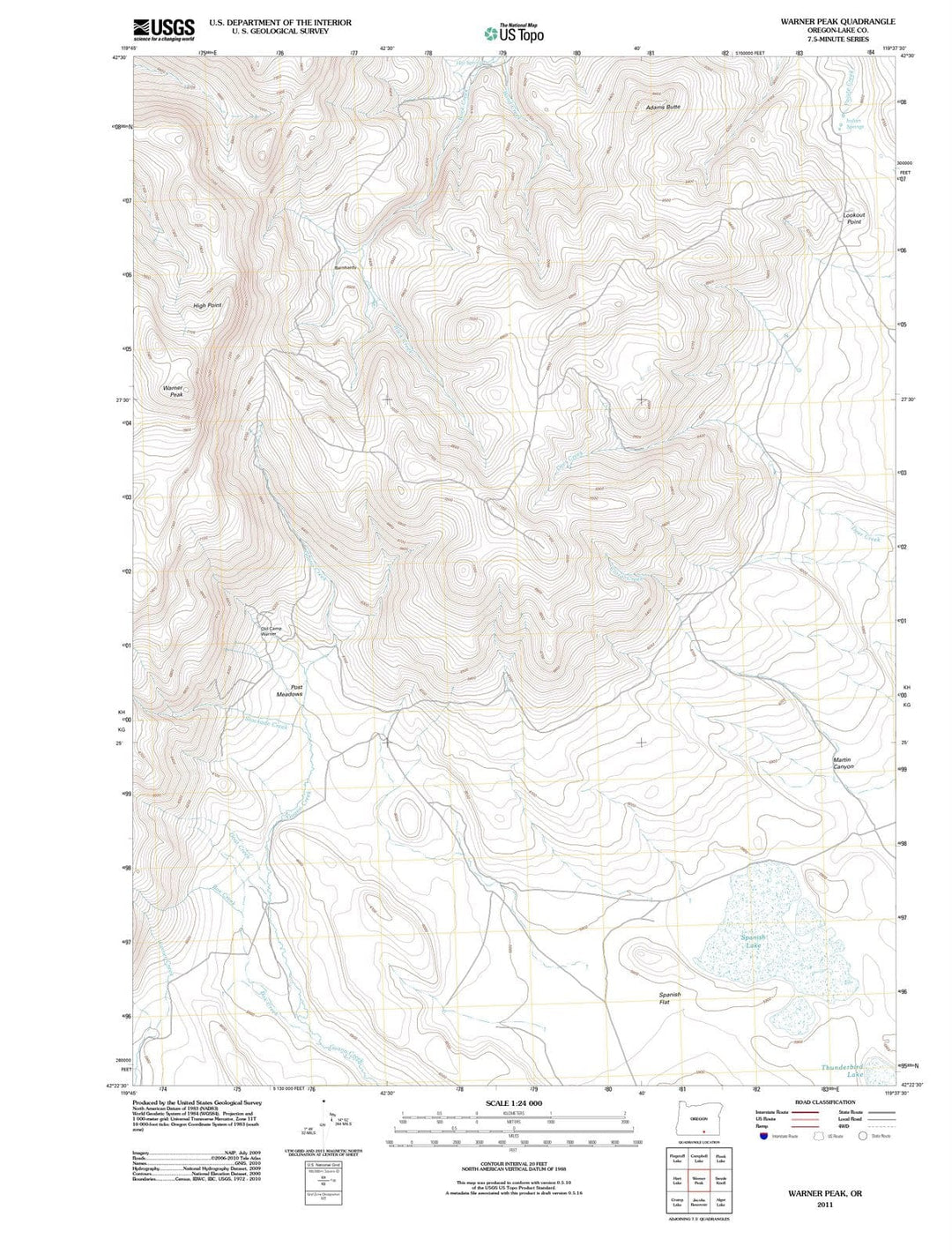 2011 Warner Peak, OR - Oregon - USGS Topographic Map
