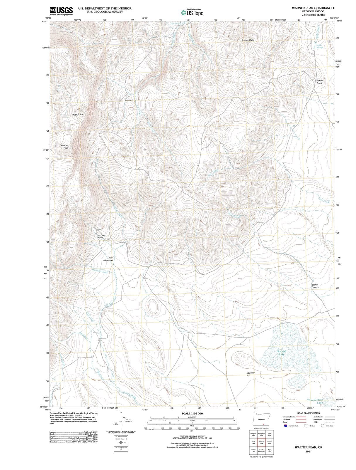 2011 Warner Peak, OR - Oregon - USGS Topographic Map