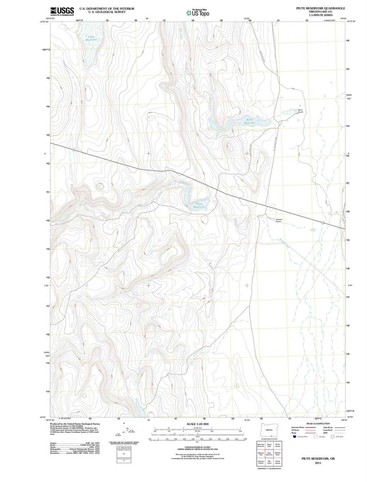 2011 Piute Reservoir, OR - Oregon - USGS Topographic Map