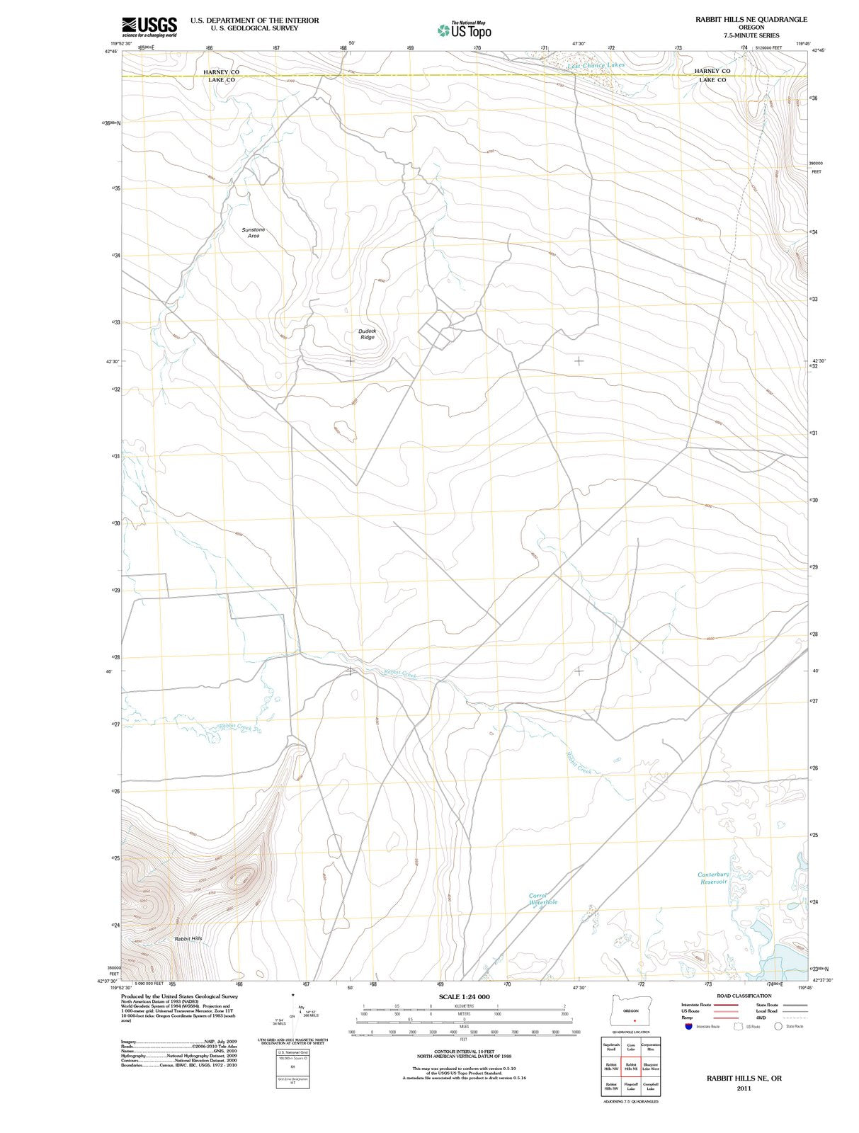 2011 Rabbit Hills, OR - Oregon - USGS Topographic Map