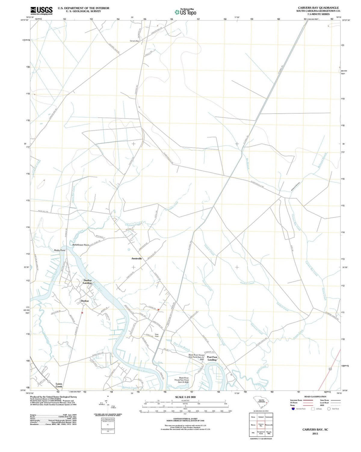 2011 Carvers Bay, SC - South Carolina - USGS Topographic Map