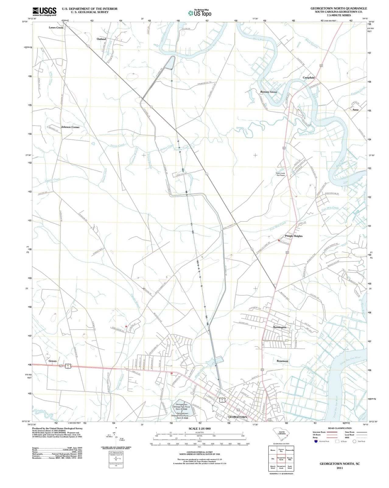 2011 Georgetown North, SC - South Carolina - USGS Topographic Map