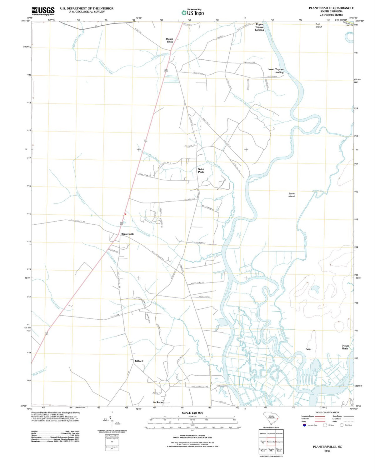 2011 Plantersville, SC - South Carolina - USGS Topographic Map