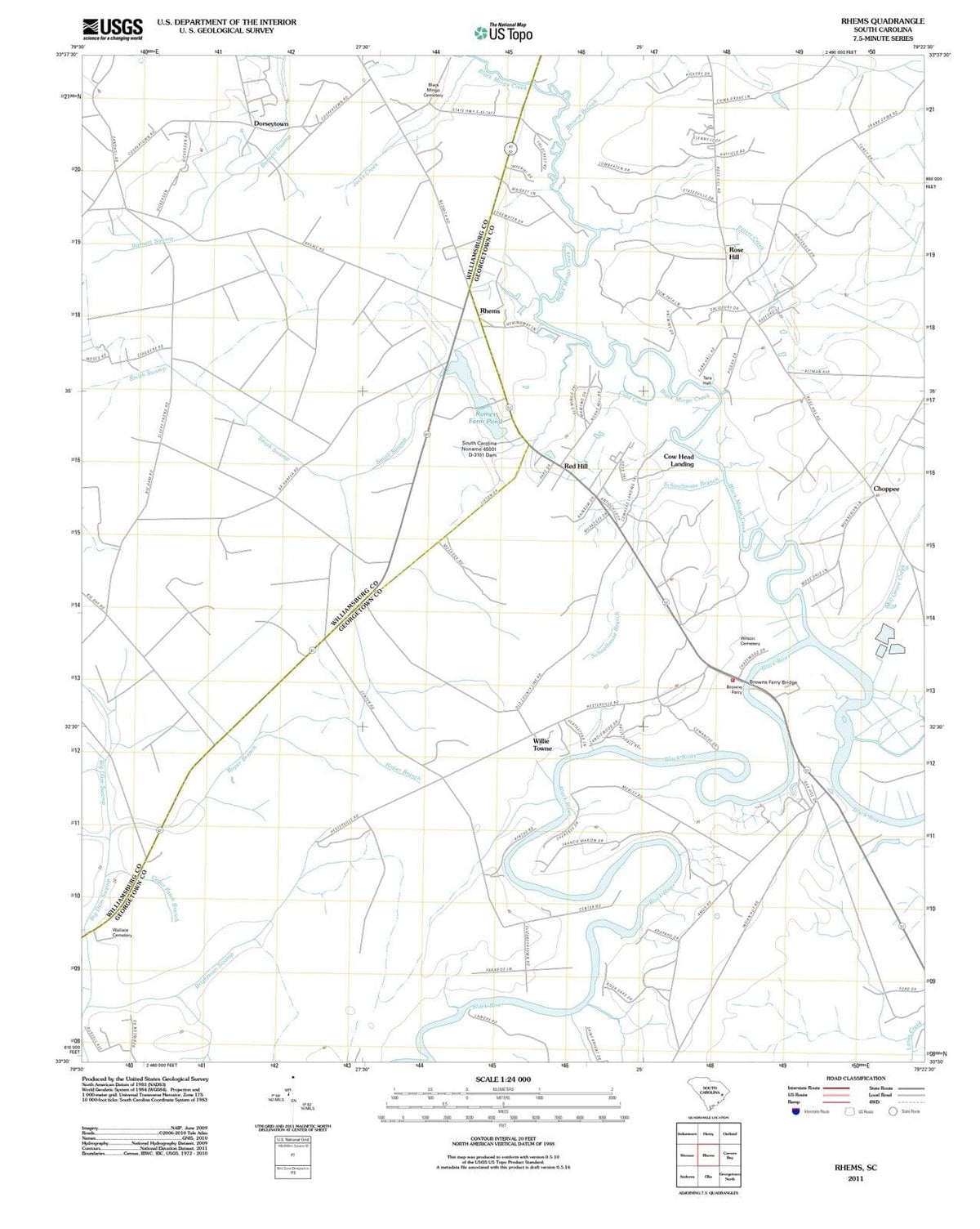 2011 Rhems, SC - South Carolina - USGS Topographic Map