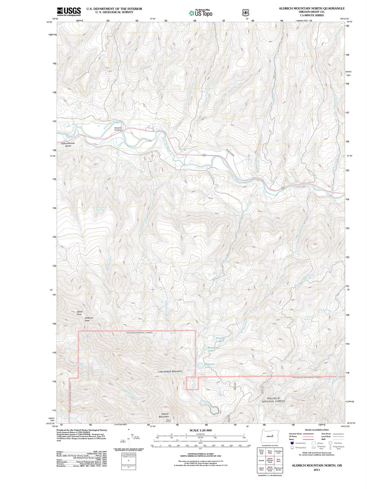 2011 Aldrich Mountain North, OR - Oregon - USGS Topographic Map