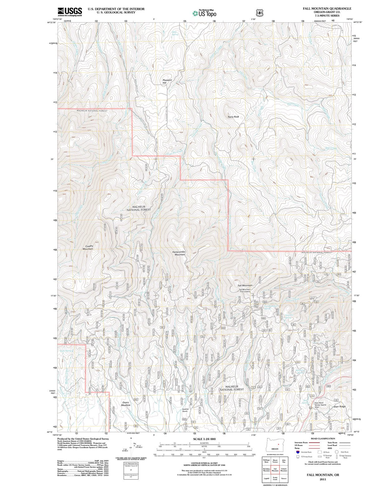2011 Fall Mountain, OR - Oregon - USGS Topographic Map