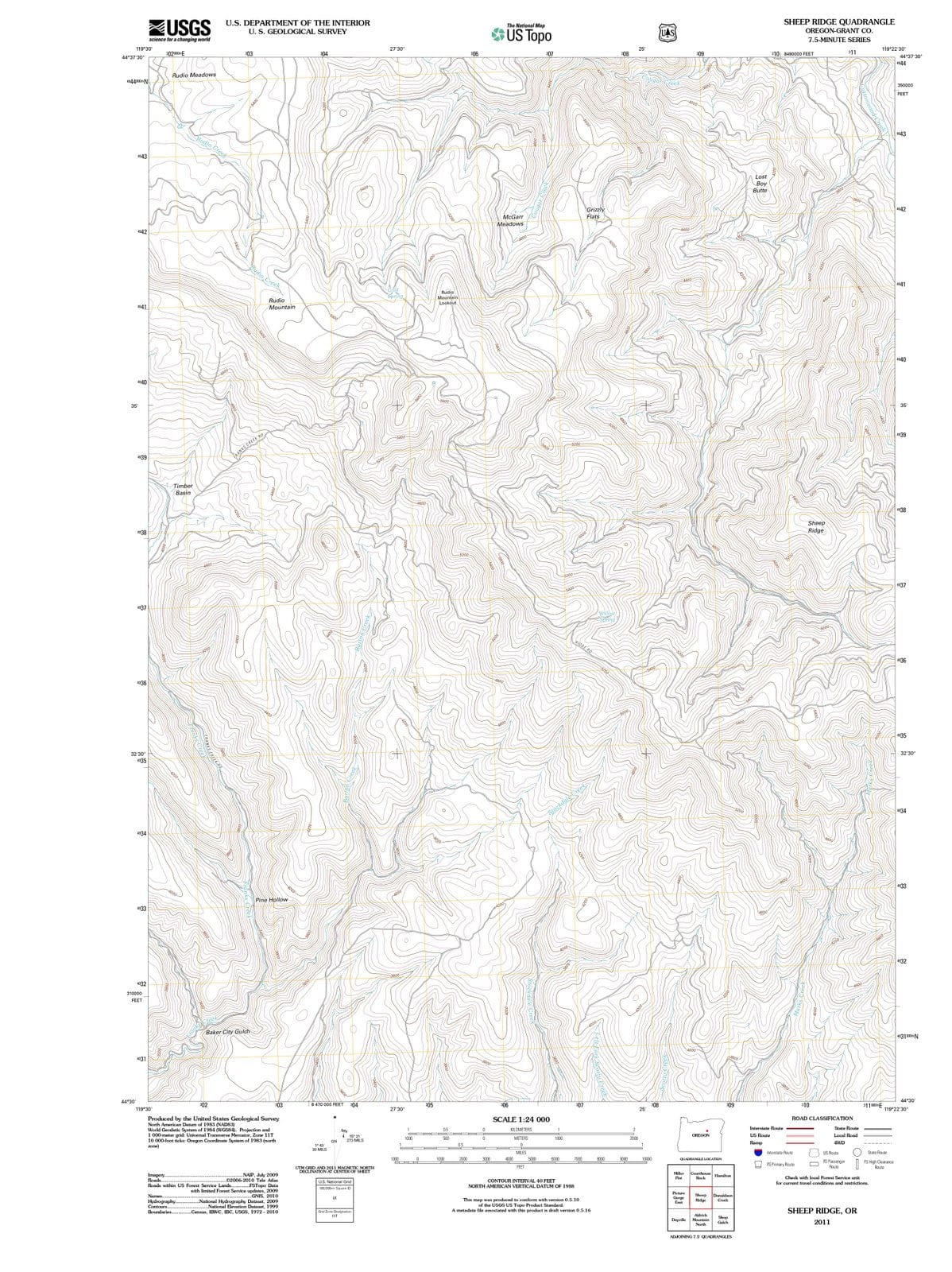 2011 Sheep Ridge, OR - Oregon - USGS Topographic Map
