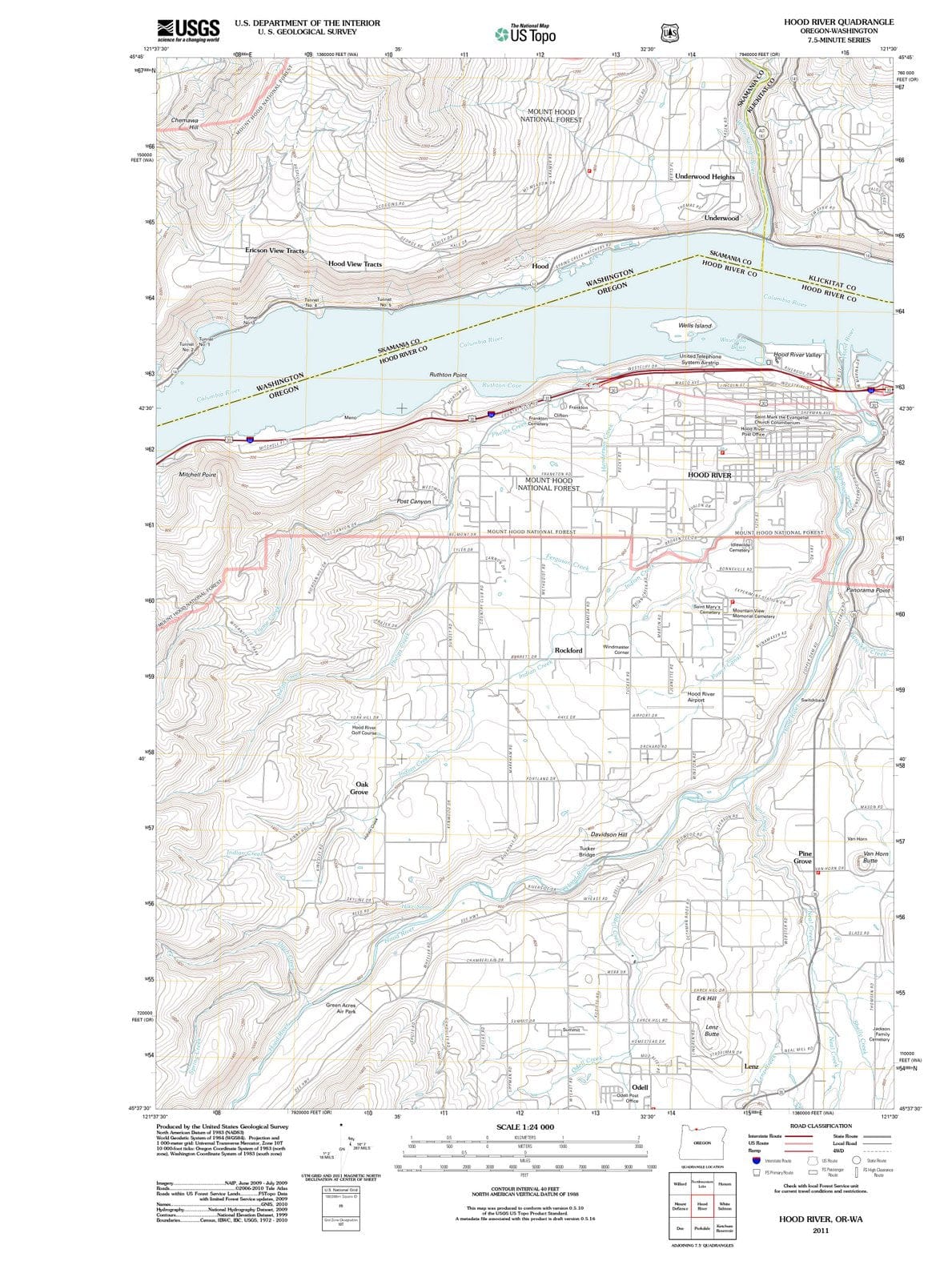 2011 Hood River, OR - Oregon - USGS Topographic Map