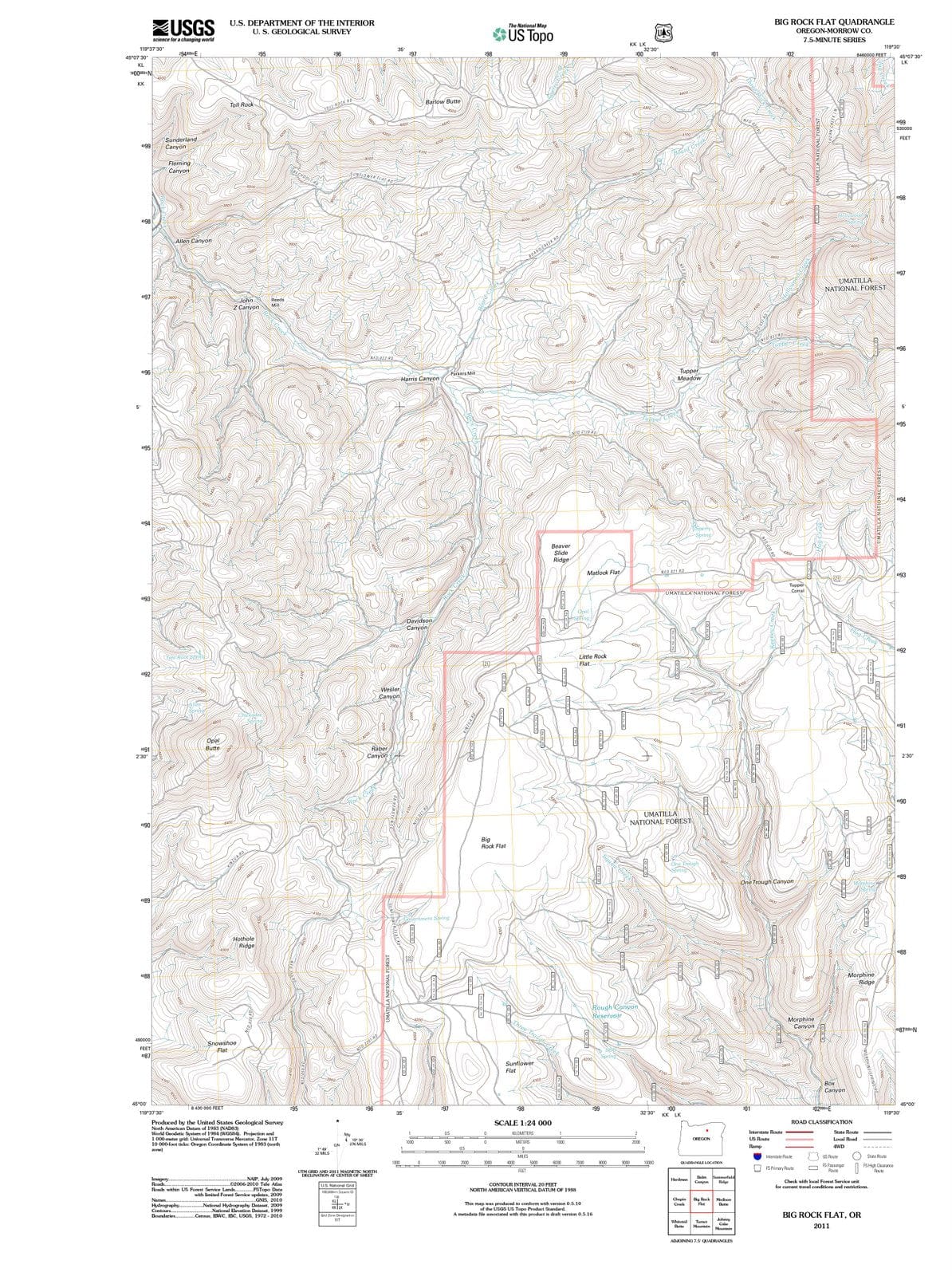 2011 Big Rock Flat, OR - Oregon - USGS Topographic Map