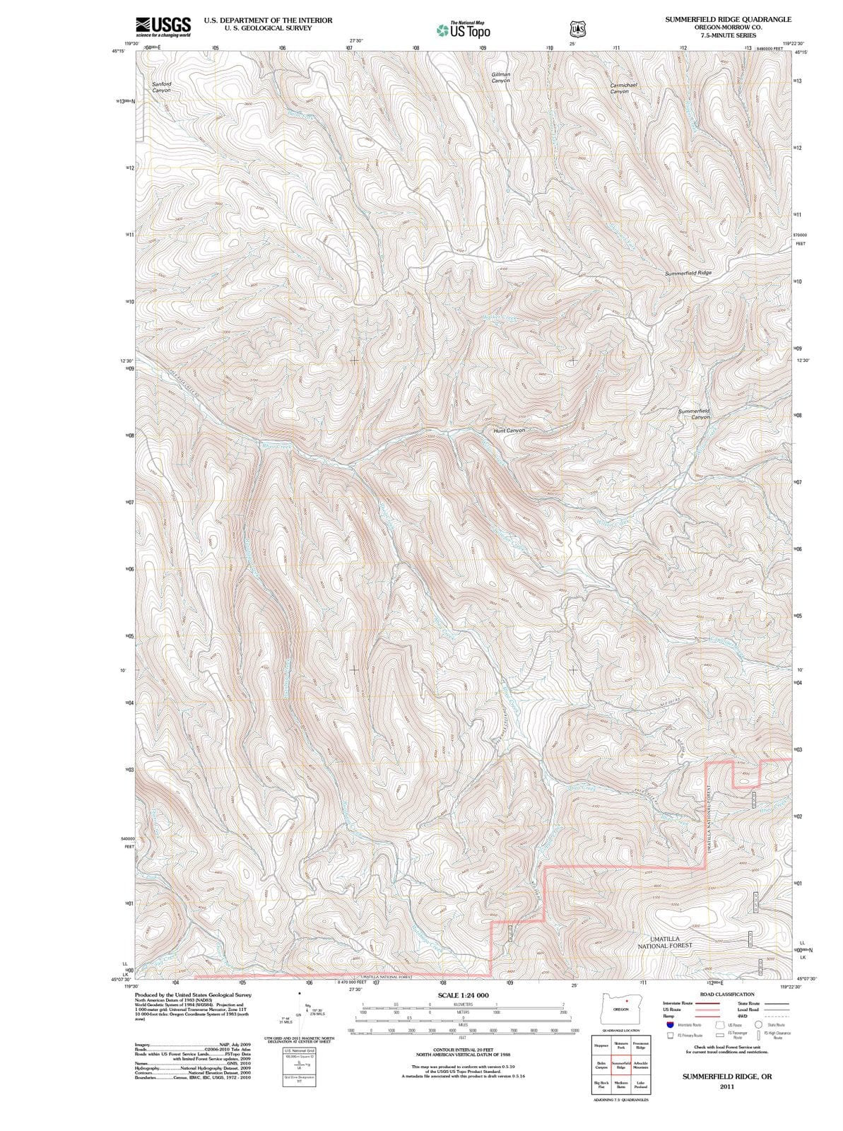 2011 Summerfield Ridge, OR - Oregon - USGS Topographic Map