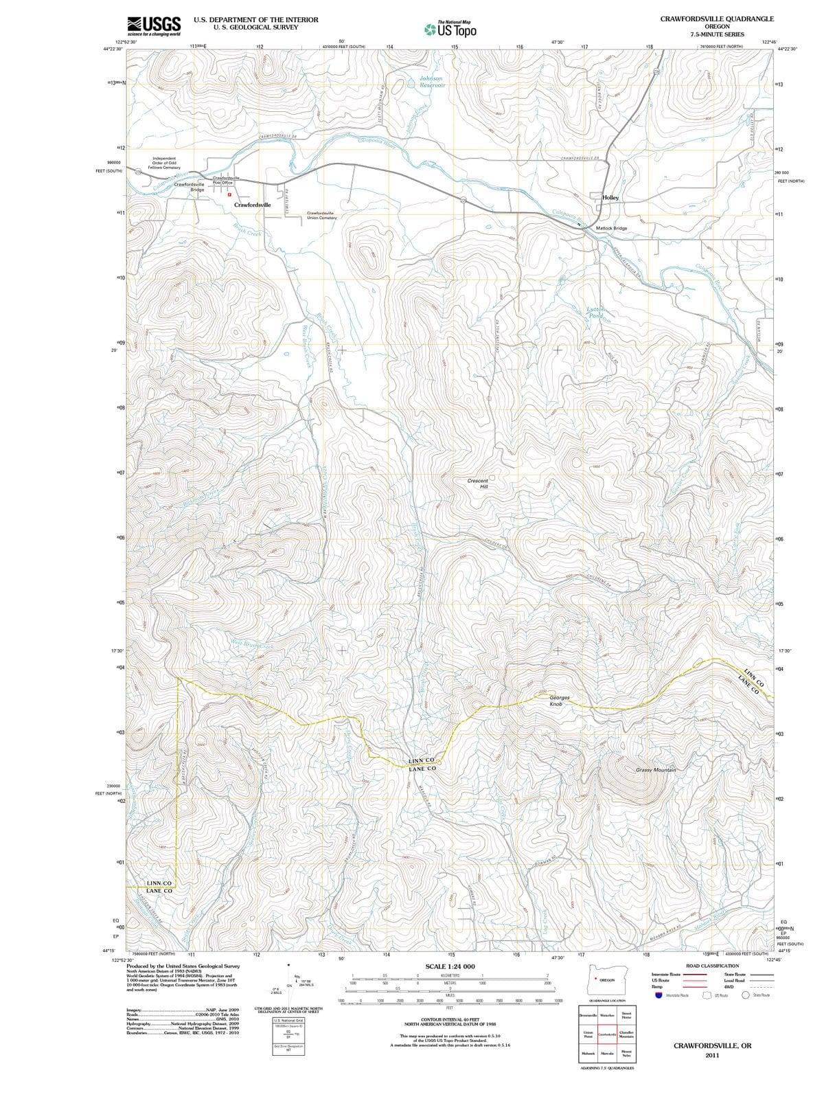 2011 Crawfordsville, OR - Oregon - USGS Topographic Map