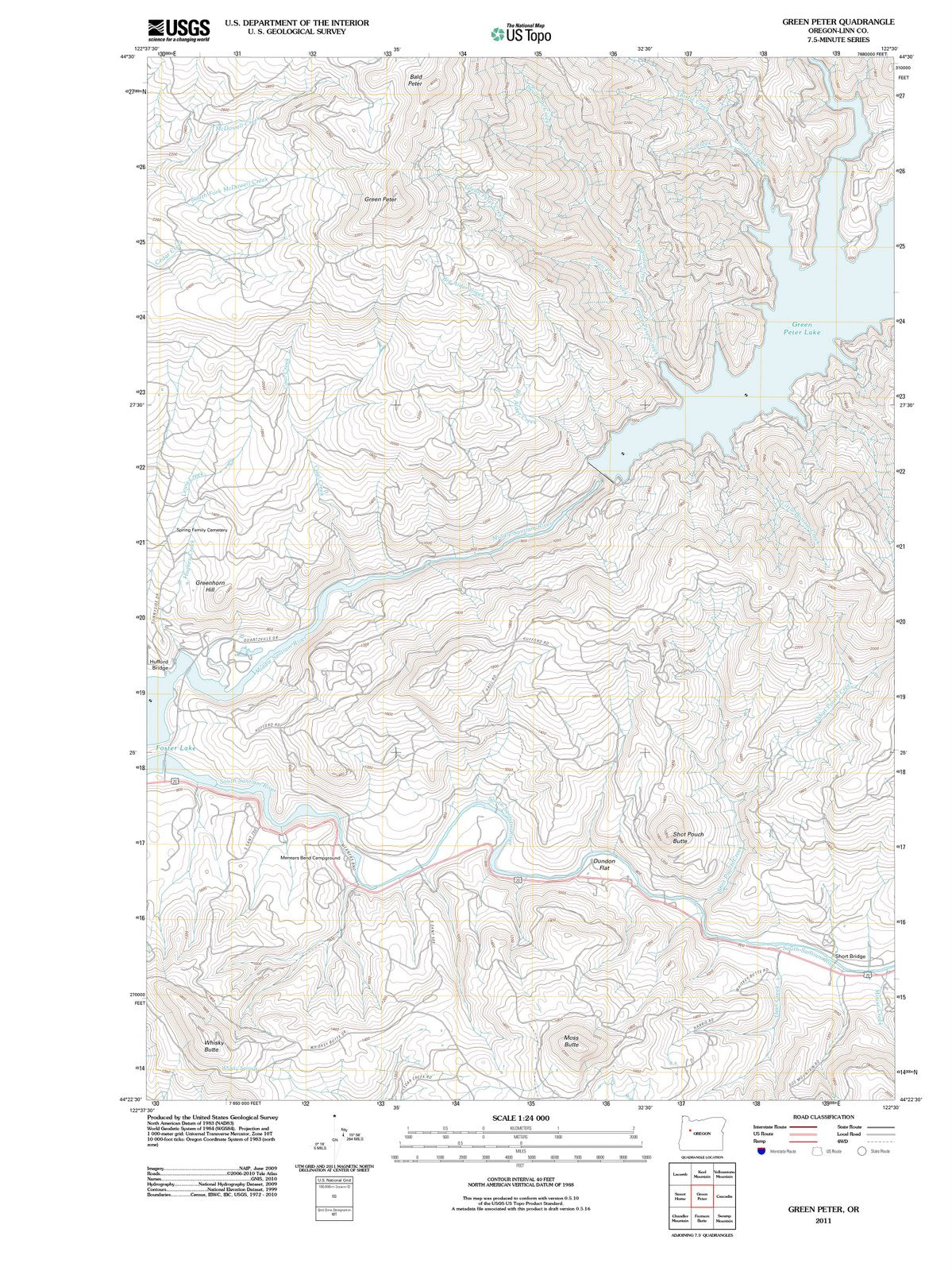 2011 Green Peter, OR - Oregon - USGS Topographic Map