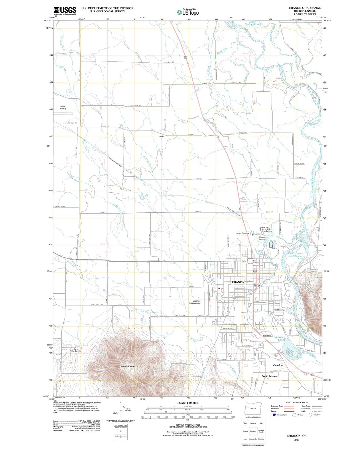 2011 Lebanon, OR - Oregon - USGS Topographic Map