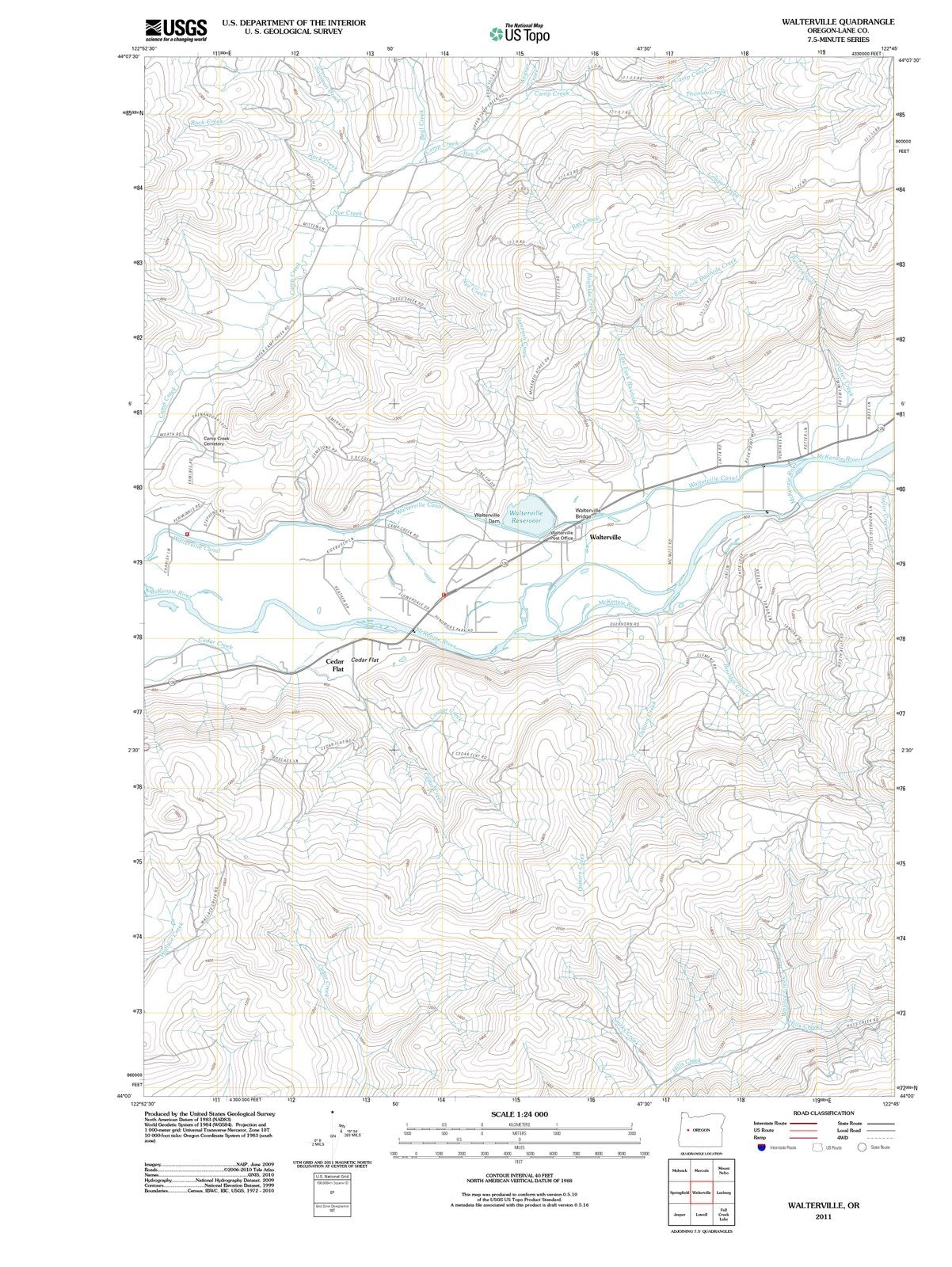 2011 Walterville, OR - Oregon - USGS Topographic Map