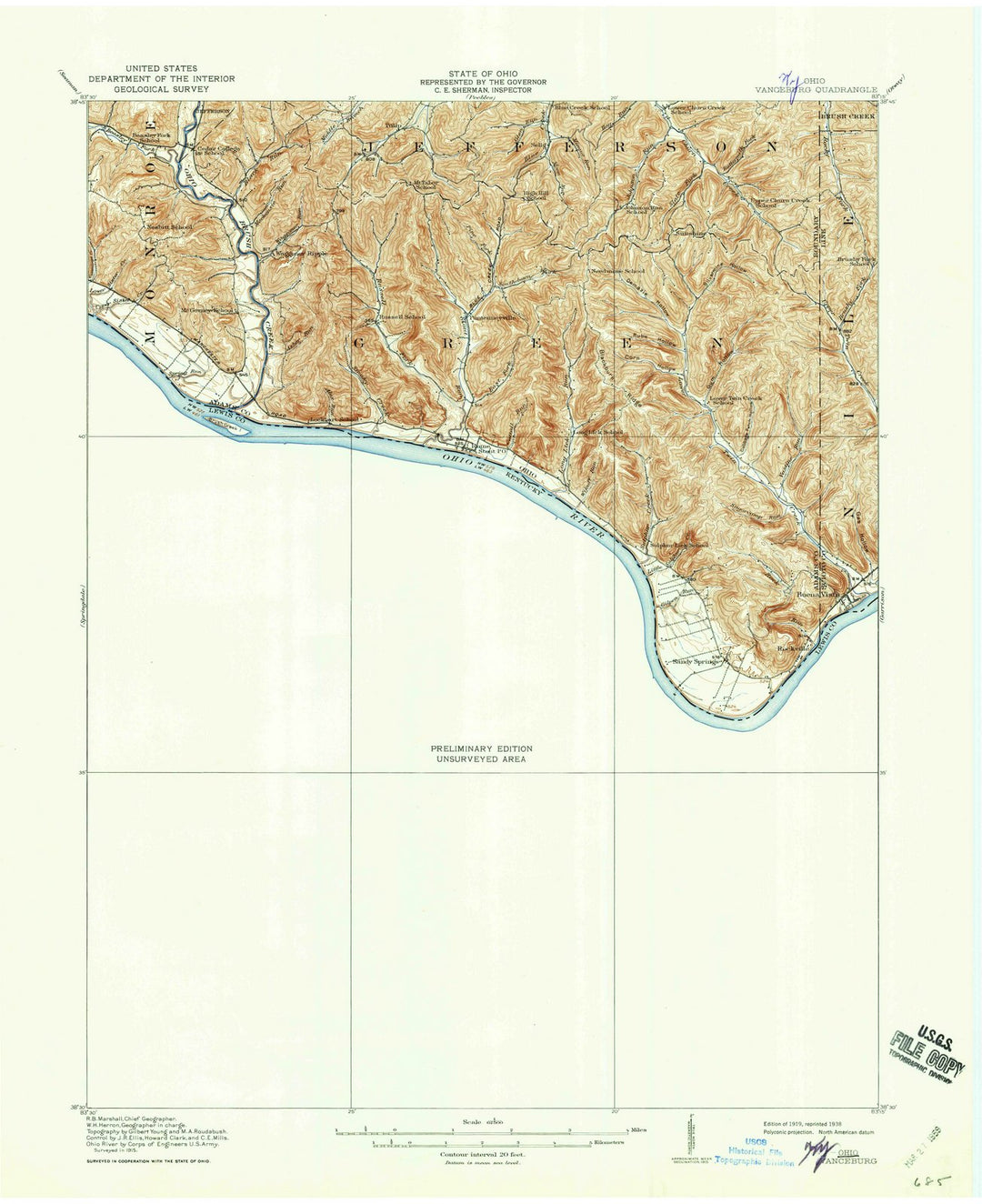 1919 Vanceburg, KY - Kentucky - USGS Topographic Map