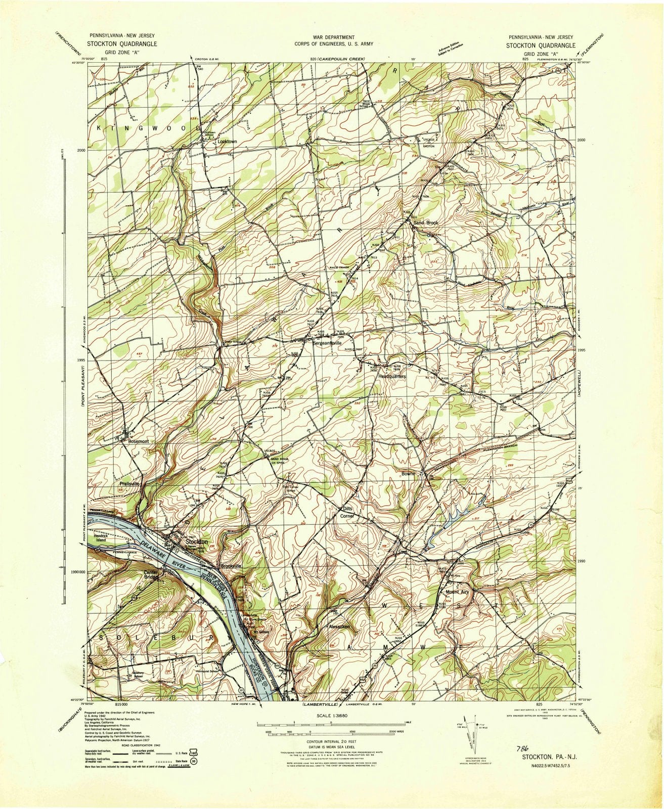 1943 Stockton, NJ - New Jersey - USGS Topographic Map