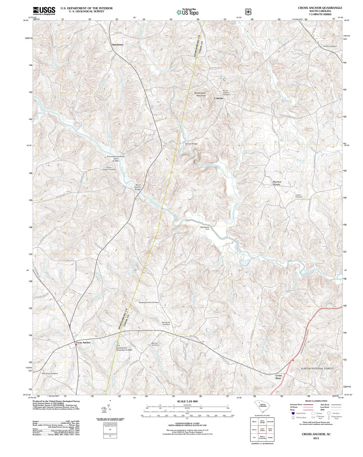 2011 Cross Anchor, SC - South Carolina - USGS Topographic Map
