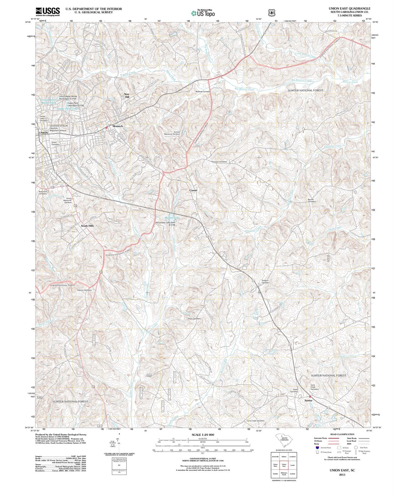 2011 Union East, SC - South Carolina - USGS Topographic Map