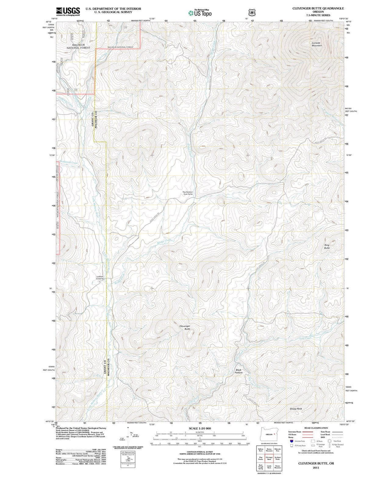 2011 Clevenger Butte, OR - Oregon - USGS Topographic Map