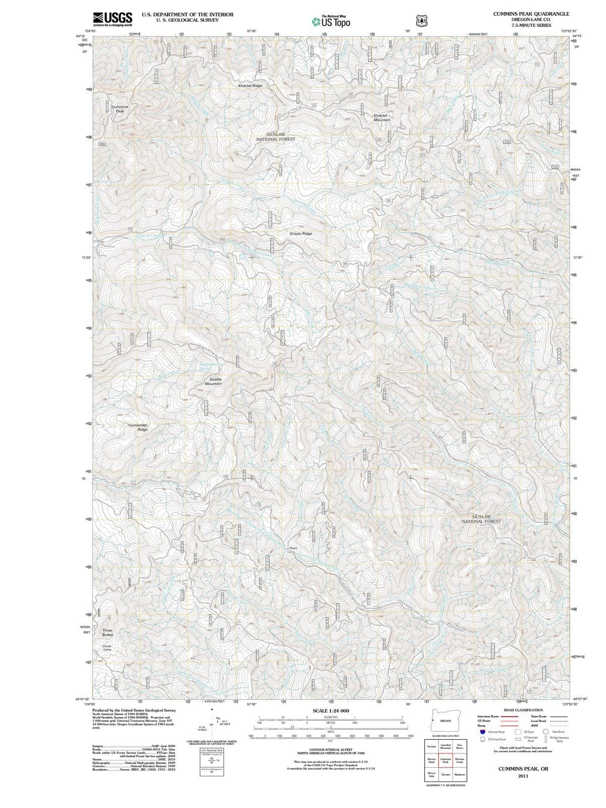 2011 Cummins Peak, OR - Oregon - USGS Topographic Map