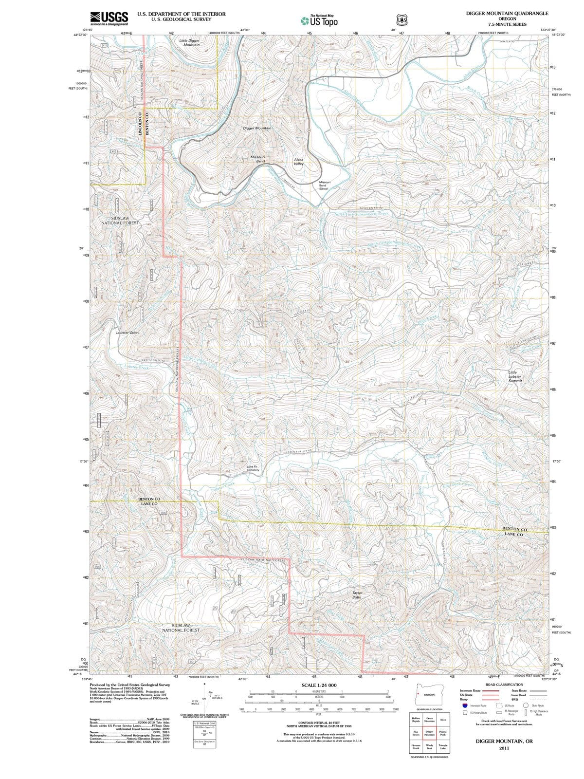 2011 Digger Mountain, OR - Oregon - USGS Topographic Map
