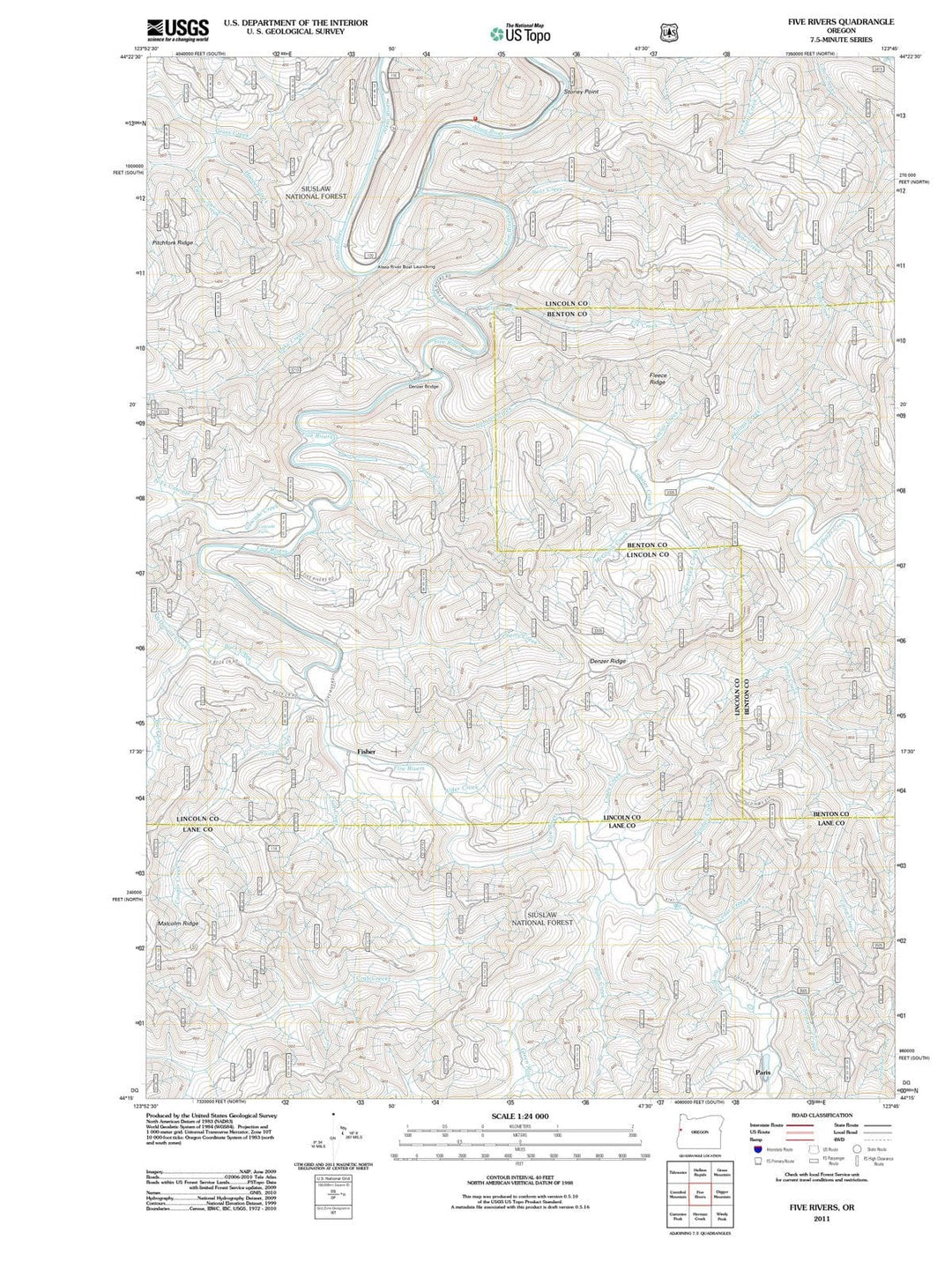2011 Five Rivers, OR - Oregon - USGS Topographic Map