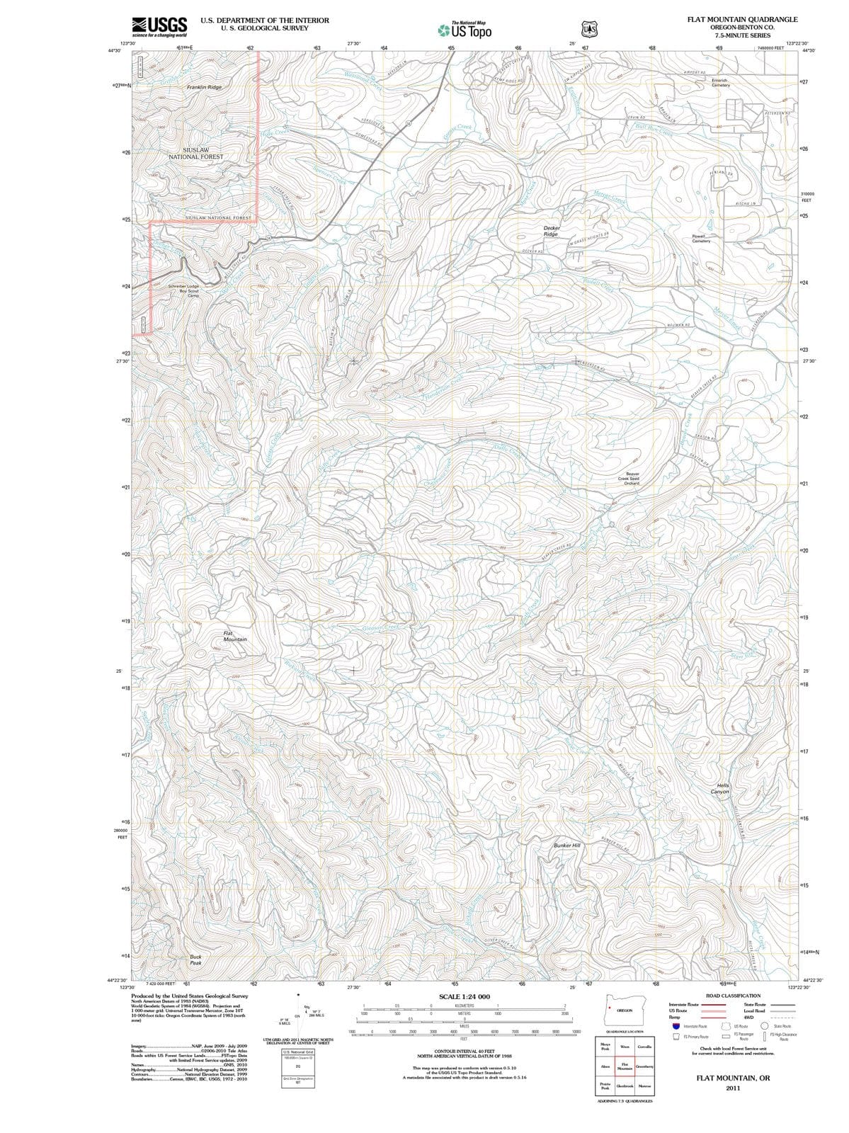 2011 Flat Mountain, OR - Oregon - USGS Topographic Map