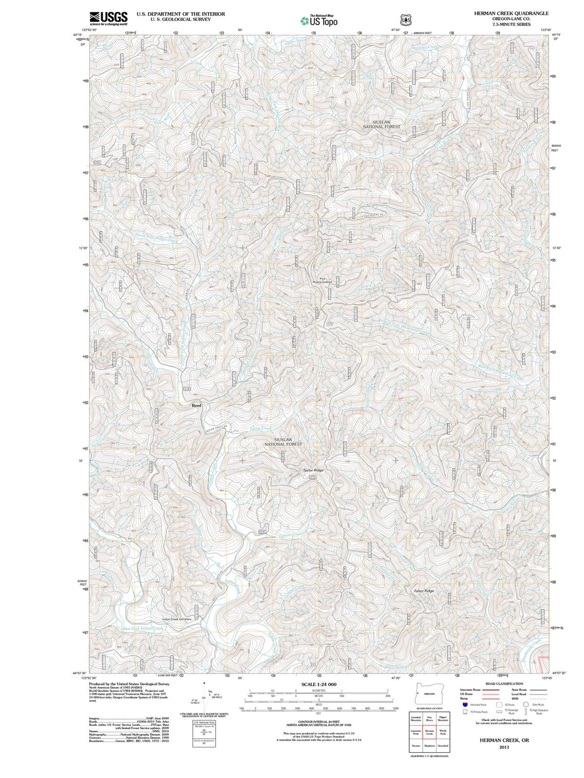 2011 Herman Creek, OR - Oregon - USGS Topographic Map