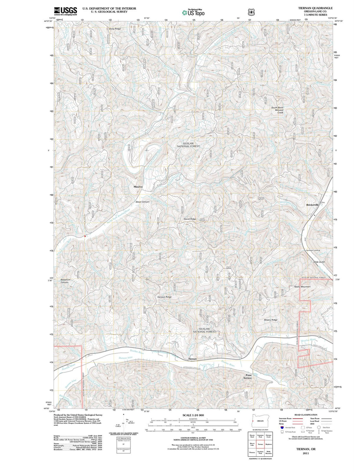 2011 Tiernan, OR - Oregon - USGS Topographic Map