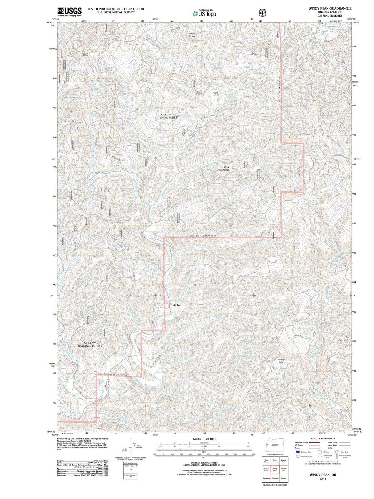 2011 Windy Peak, OR - Oregon - USGS Topographic Map