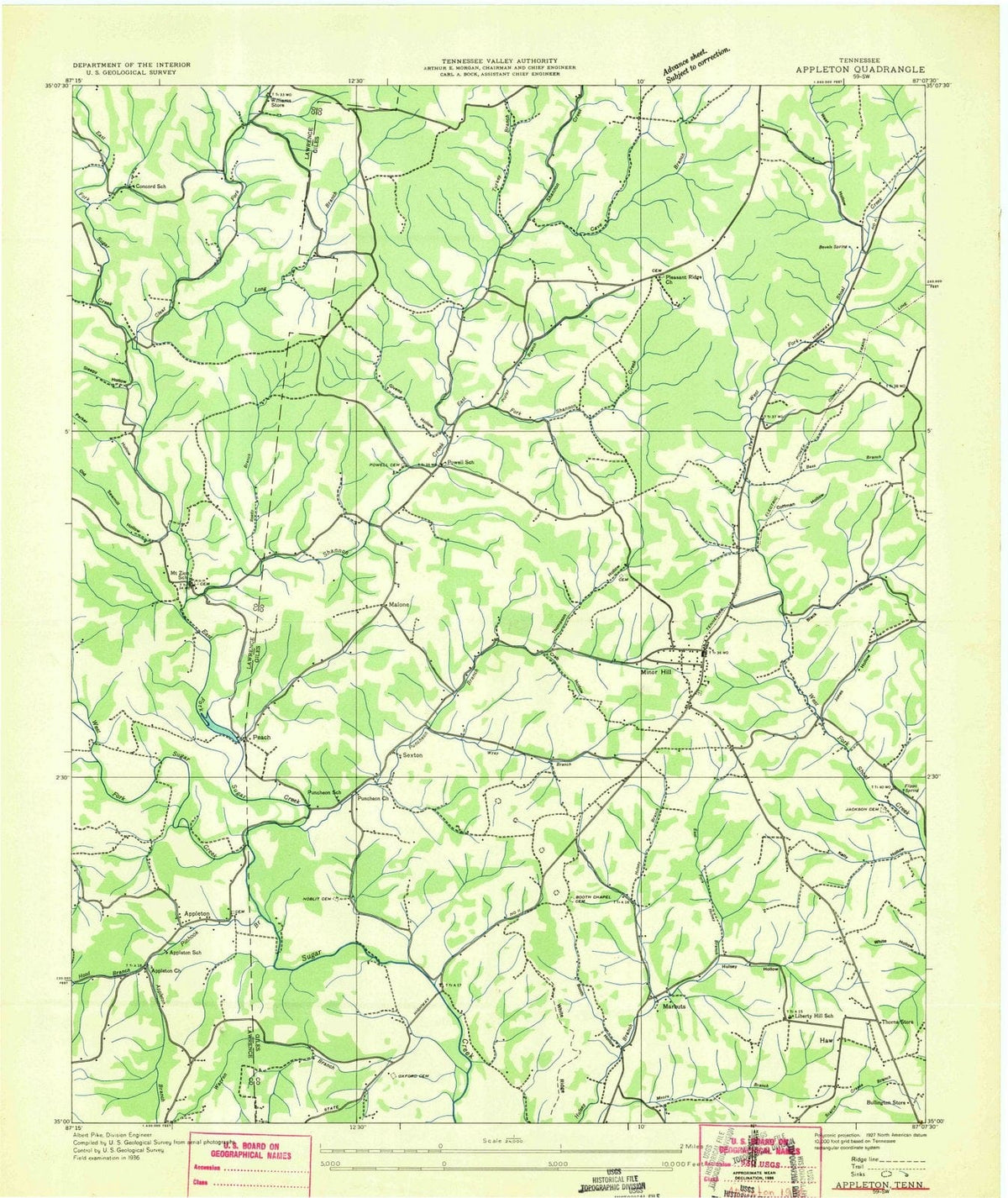 1936 Appleton, TN - Tennessee - USGS Topographic Map