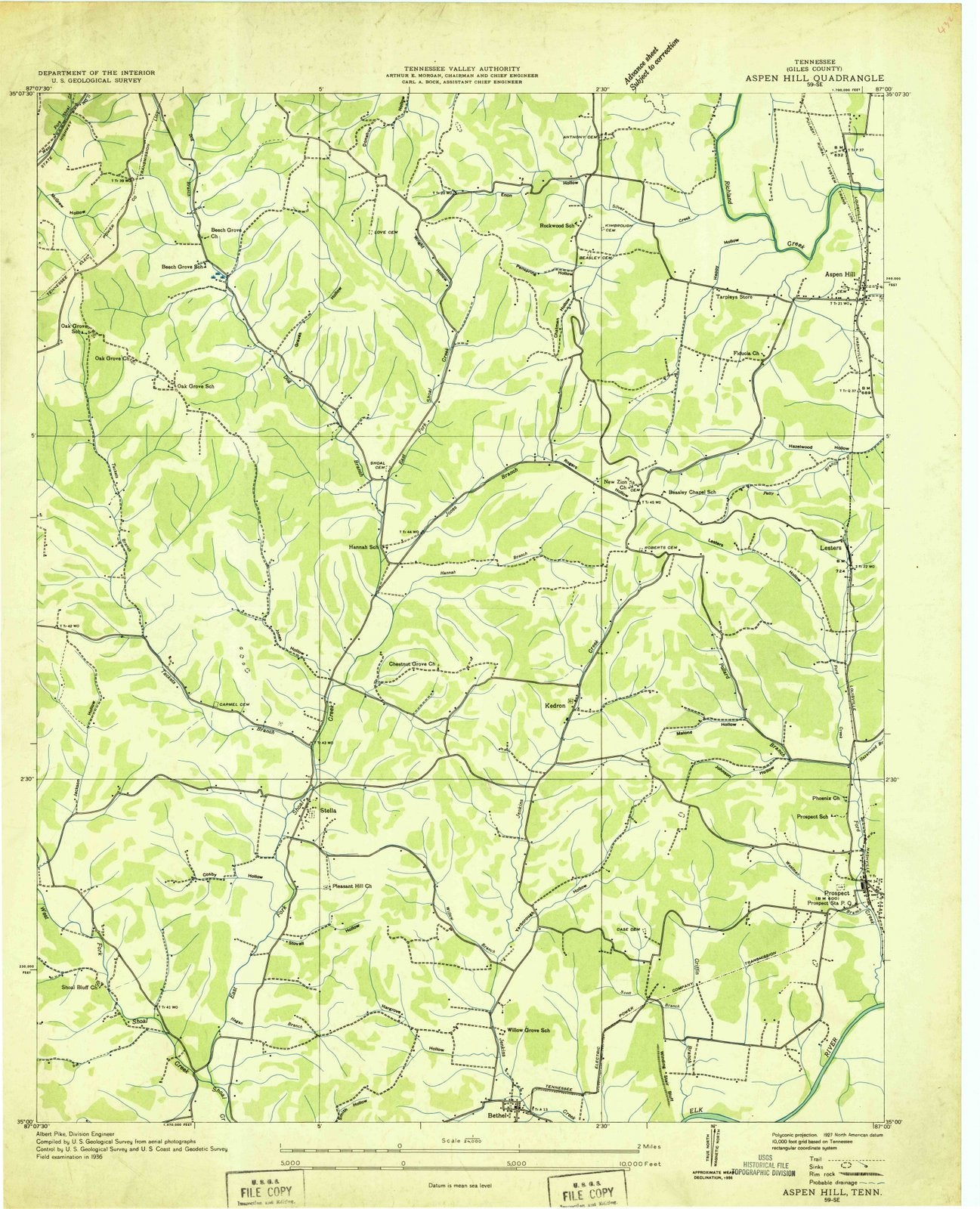 1936 Aspen Hill, TN - Tennessee - USGS Topographic Map