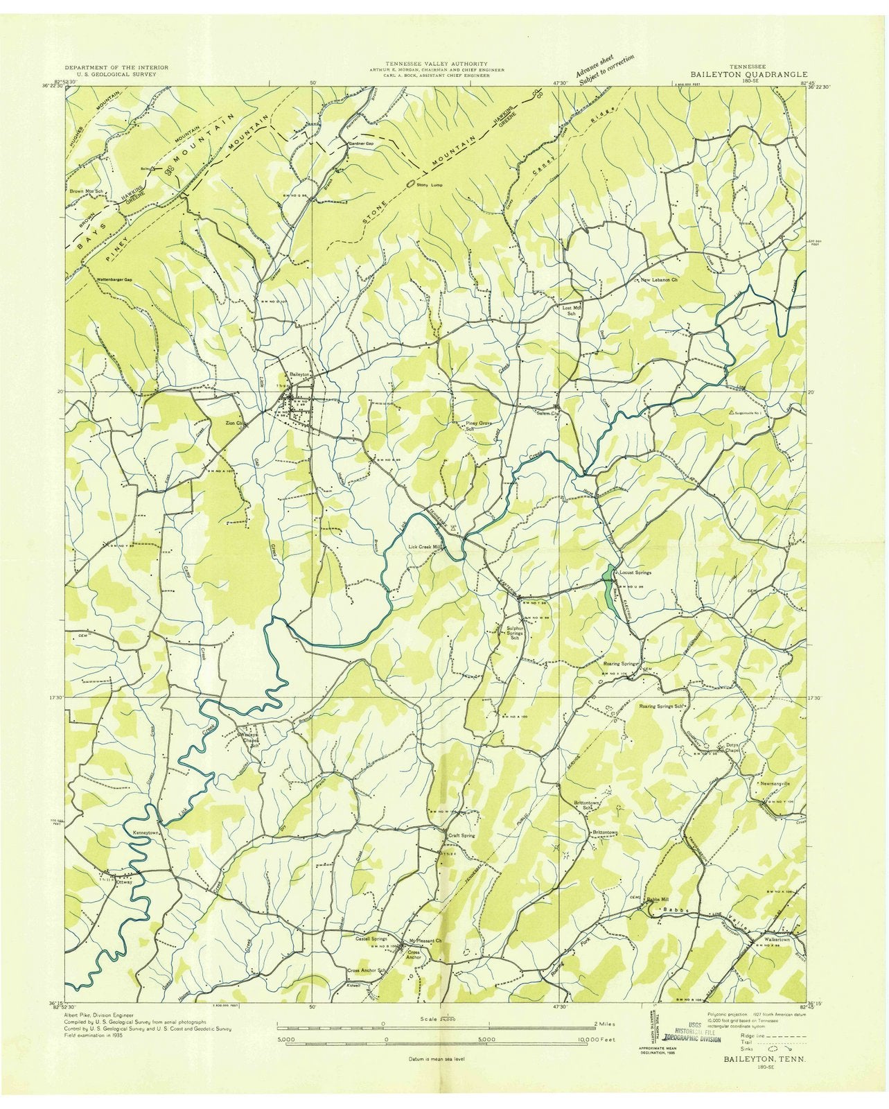 1935 Baileyton, TN - Tennessee - USGS Topographic Map