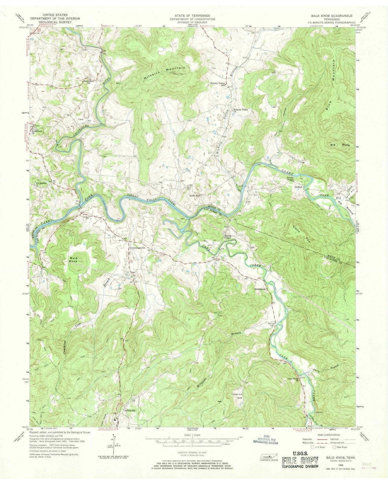 1956 Bald Knob, TN - Tennessee - USGS Topographic Map