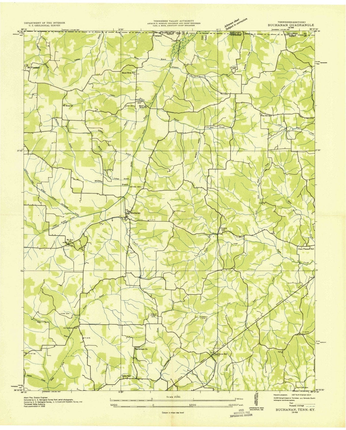 1936 Buchanan, TN - Tennessee - USGS Topographic Map