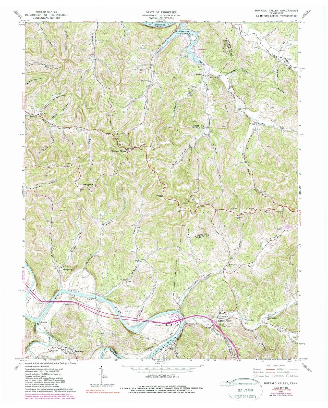 1962 Buffalo Valley, TN - Tennessee - USGS Topographic Map